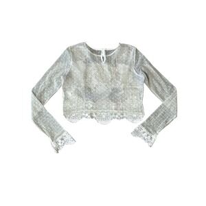 Boho Chic Sheer Floral Lace Long Sleeve Crop Top